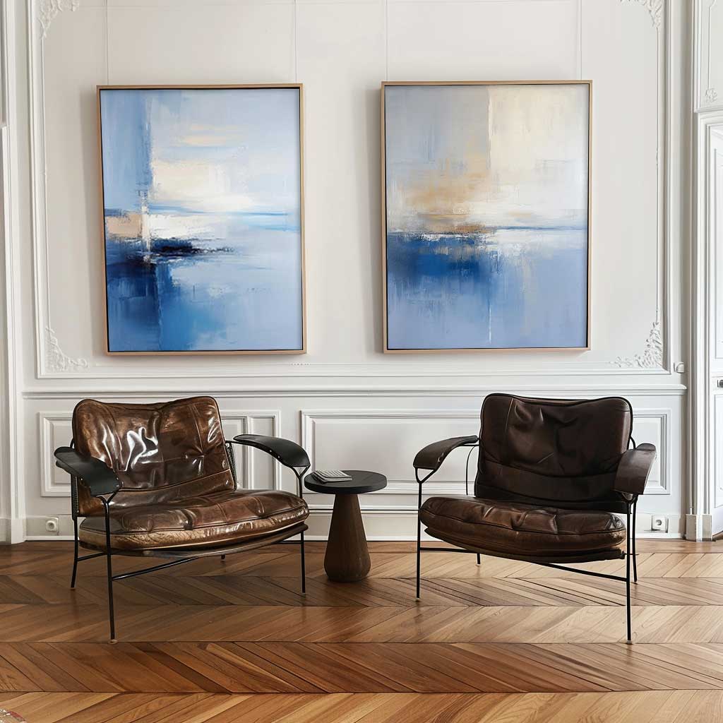 Serene Abstract Ocean Landscape Oil Painting for Modern Home Decor