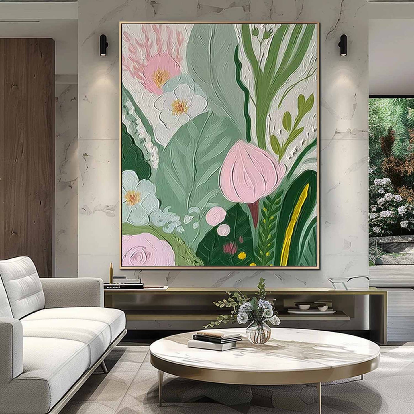 Botanical Beauty: Vibrant Floral Oil Painting for Home Décor