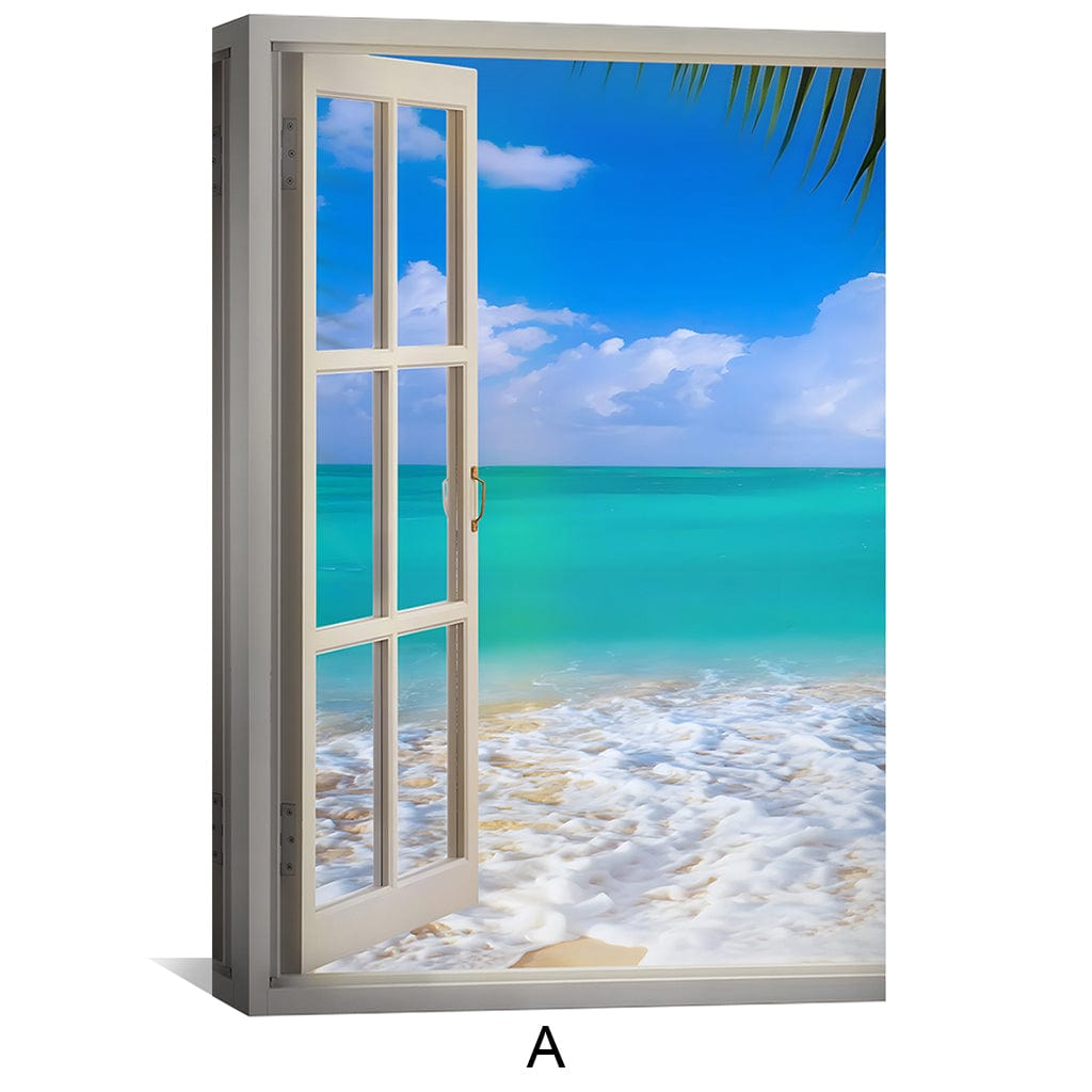 Tropical Ocean View Oil Painting - Serene Coastal Landscape Art for Home Decor