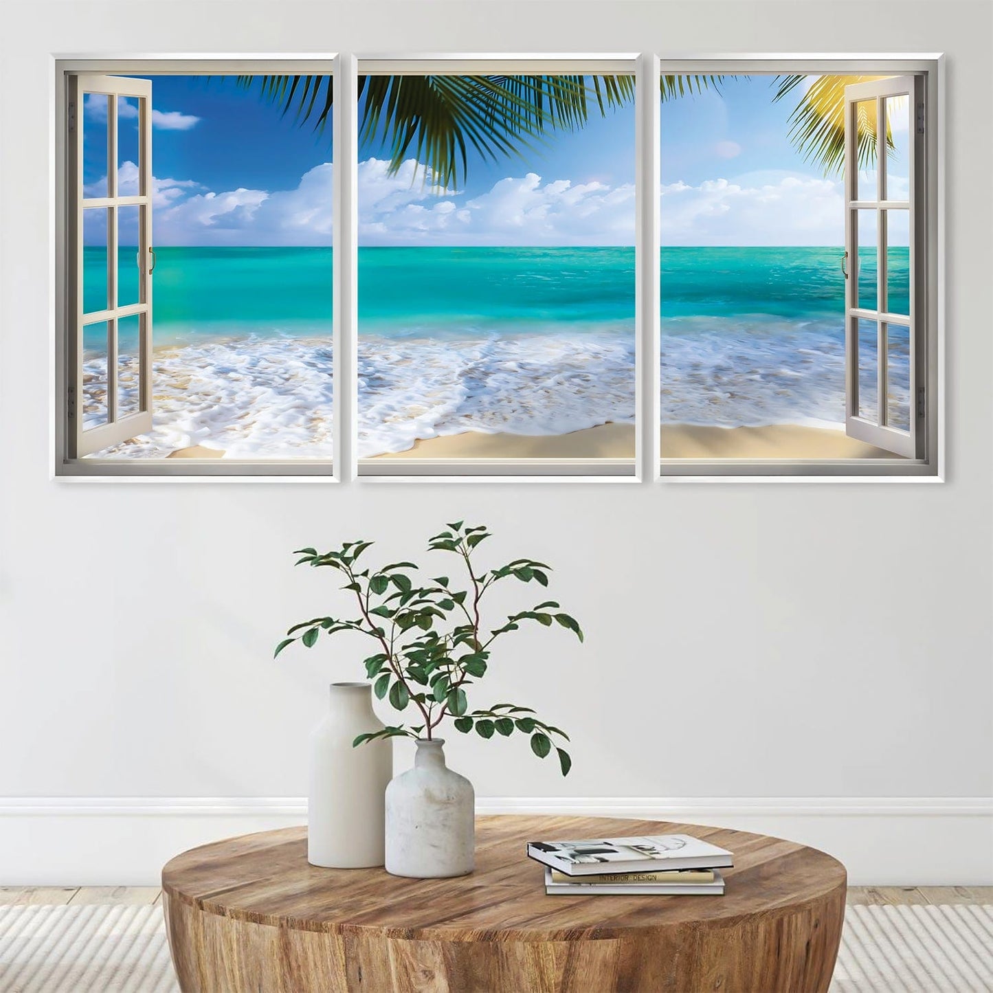 Tropical Ocean View Oil Painting - Serene Coastal Landscape Art for Home Decor