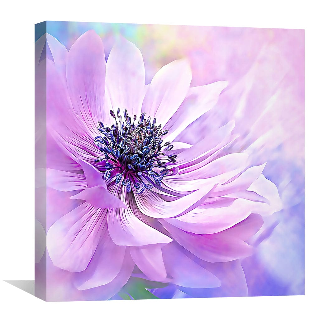 Elegant Purple Anemone Oil Painting for Floral Home Decor and Art Lovers