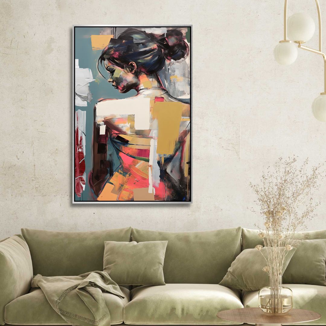 Abstract Woman Portrait Oil Painting for Modern Home Decor and Wall Art