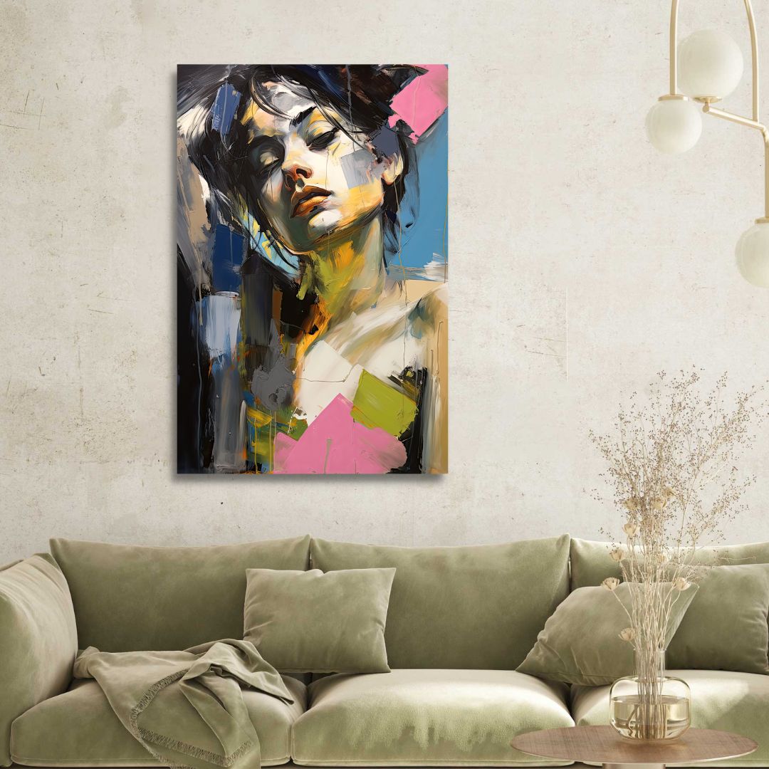 Abstract Woman Portrait Oil Painting for Modern Home Decor and Wall Art