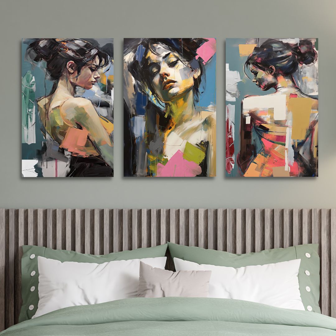 Abstract Woman Portrait Oil Painting for Modern Home Decor and Wall Art