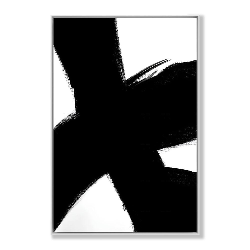 Contemporary Abstract Oil Painting with Bold Black and White Brushstrokes