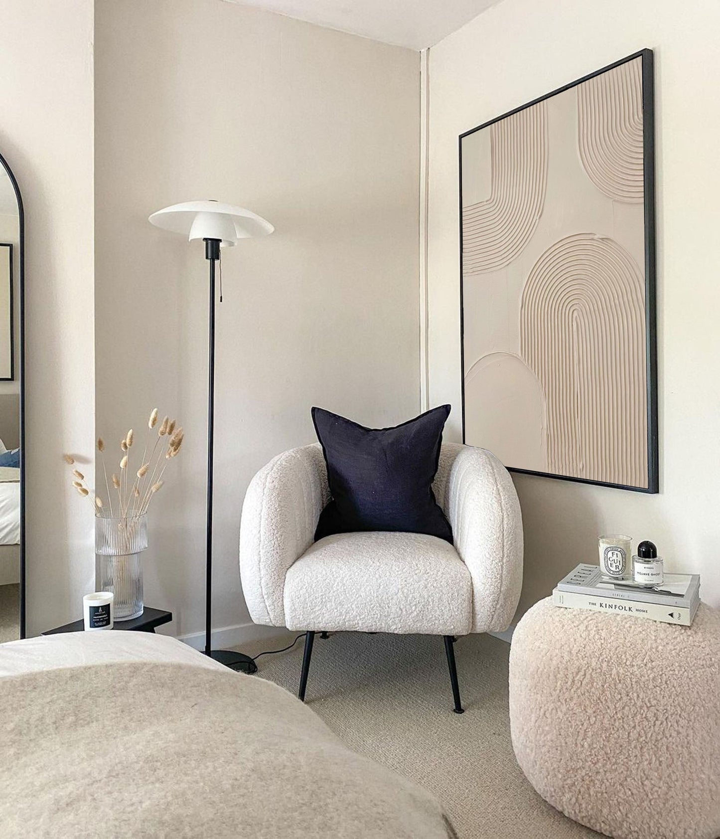 Elegant Beige Minimalist Abstract Oil Painting for Modern Home Décor
