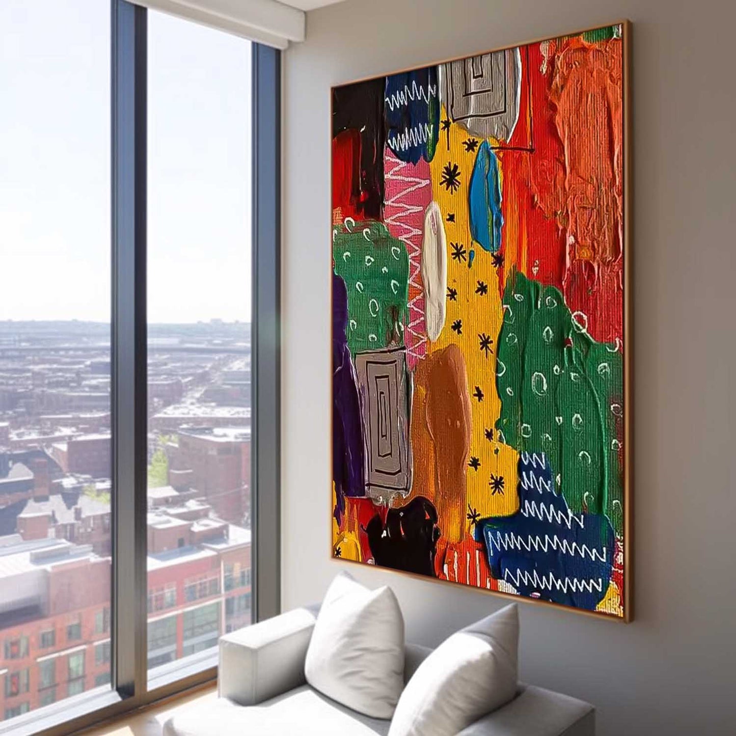 Colorful Abstract Oil Painting for Modern Home Décor - Unique Canvas Art