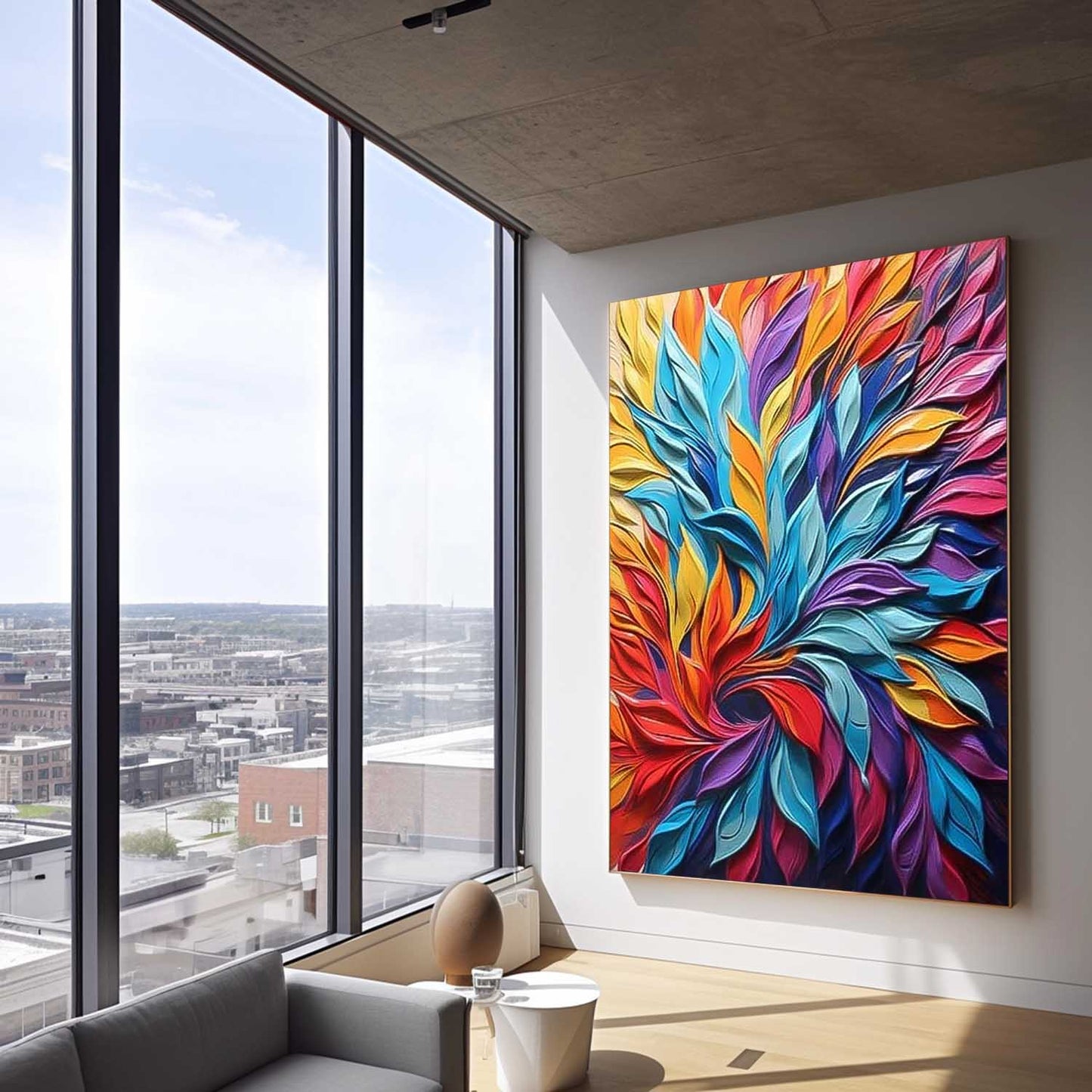 Colorful Abstract Floral Oil Painting for Home Decor and Art Lovers