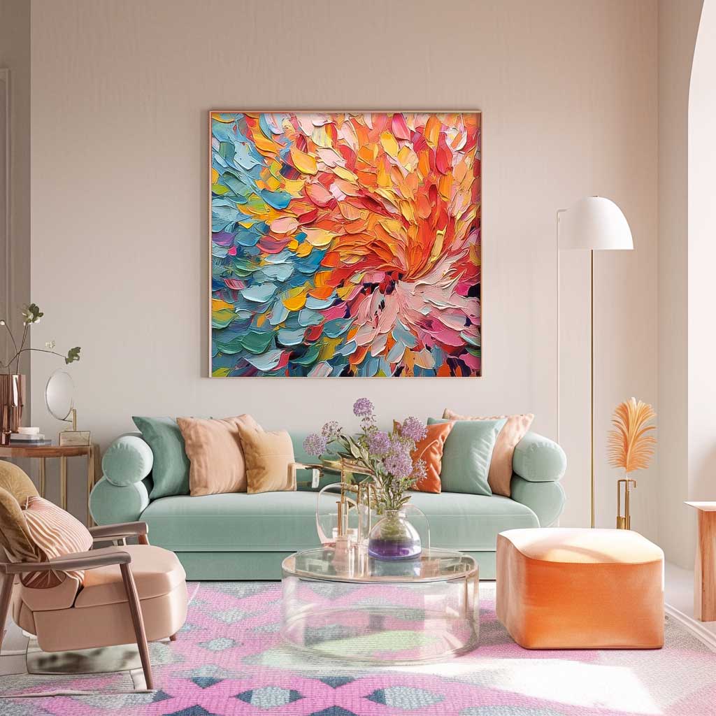 Colorful Abstract Swirl Oil Painting for Vibrant Home Decor and Art Collection