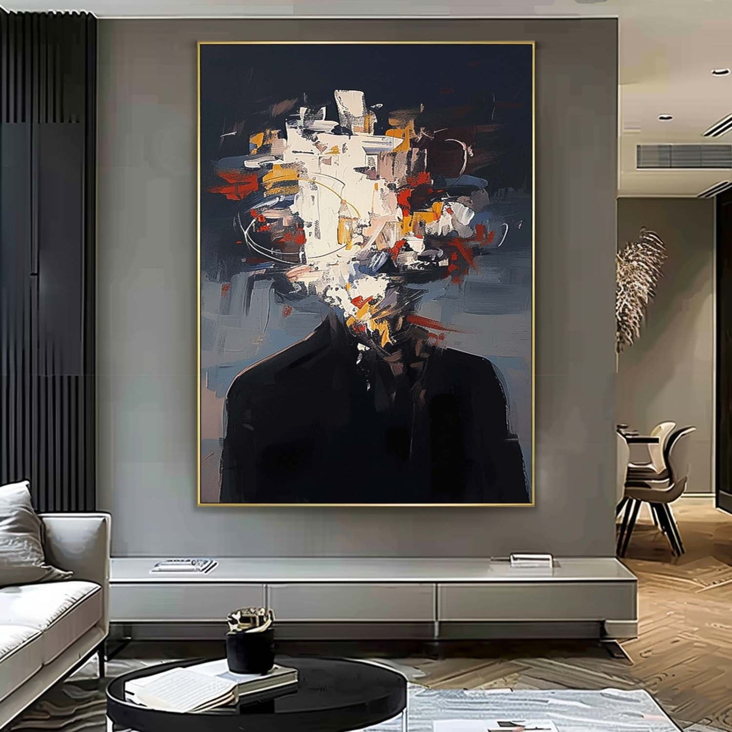 Abstract Expressionist Portrait Oil Painting for Modern Home Decor