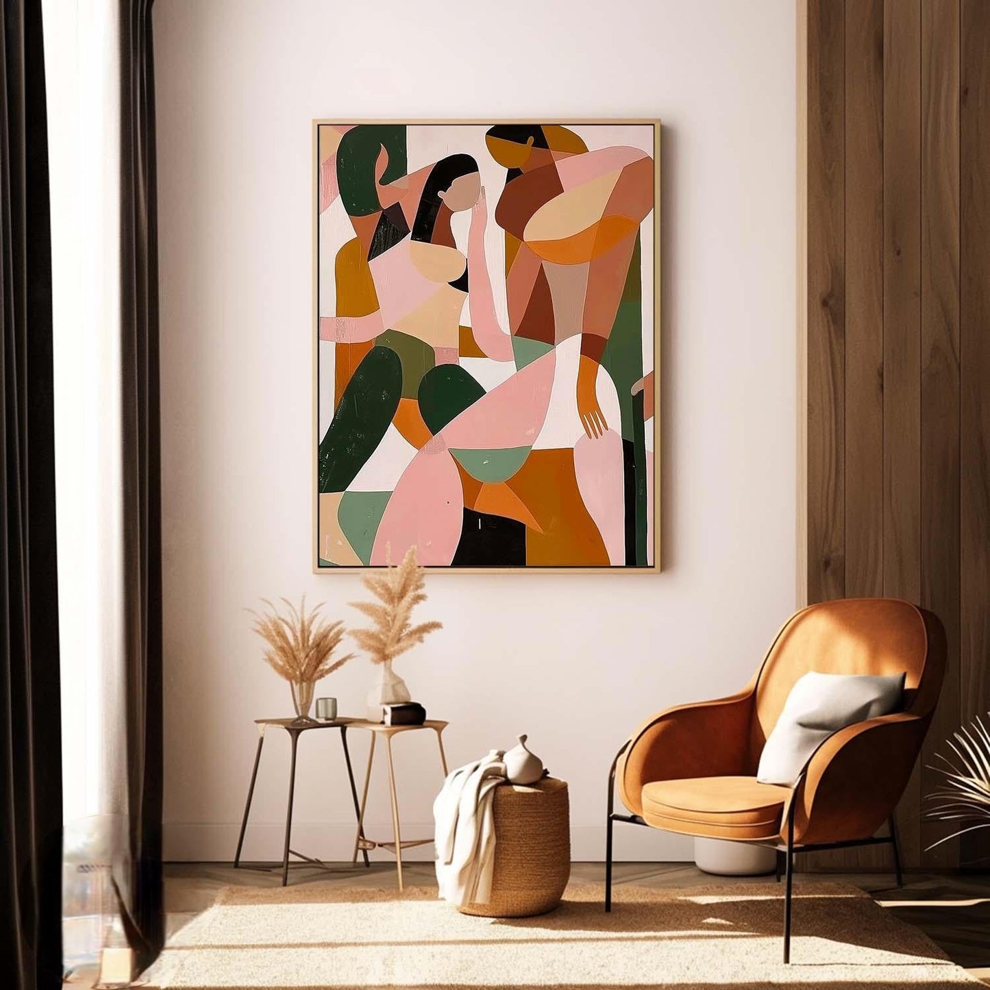 Colorful Abstract Oil Painting of Figures for Modern Home Decor