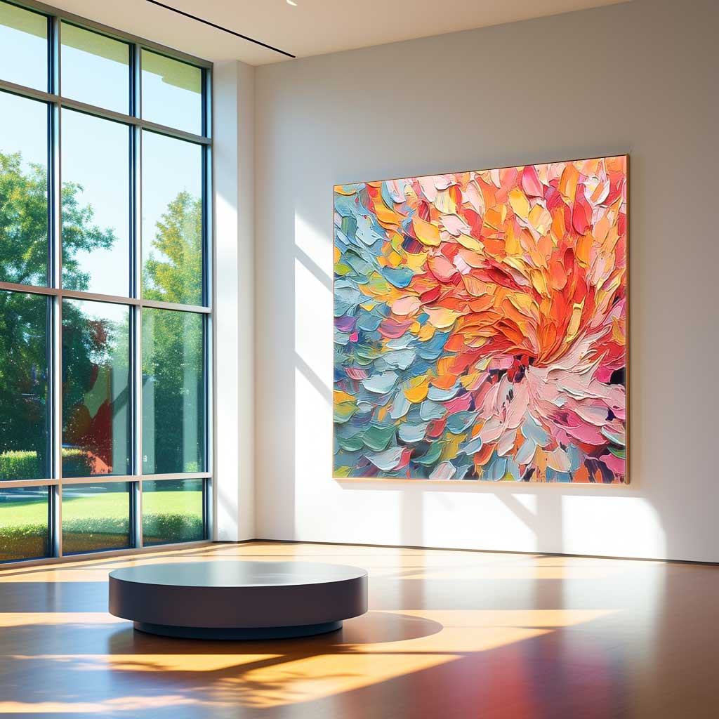 Colorful Abstract Swirl Oil Painting for Vibrant Home Decor and Art Collection