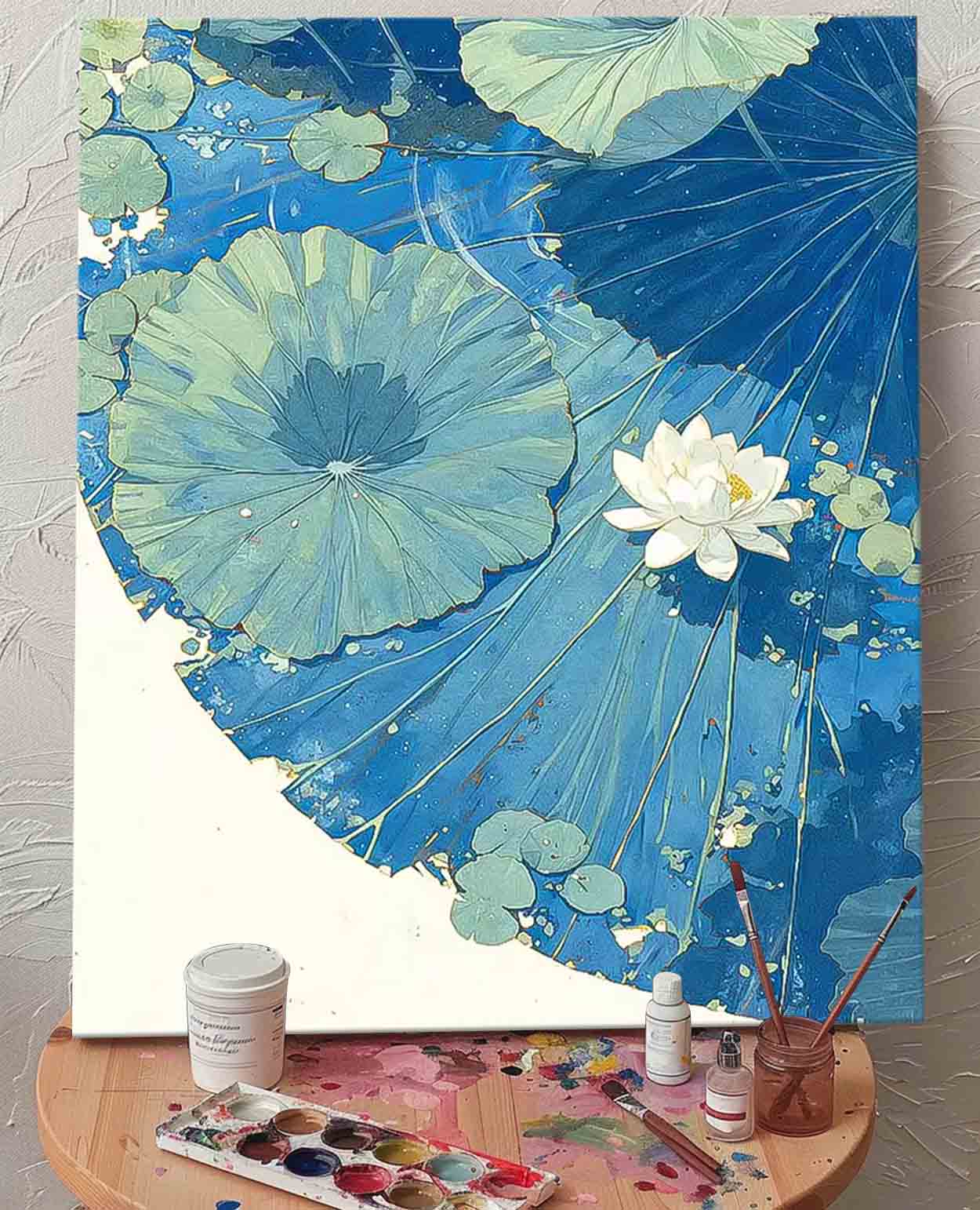 Serene Water Lily Oil Painting on Canvas for Tranquil Home Decor