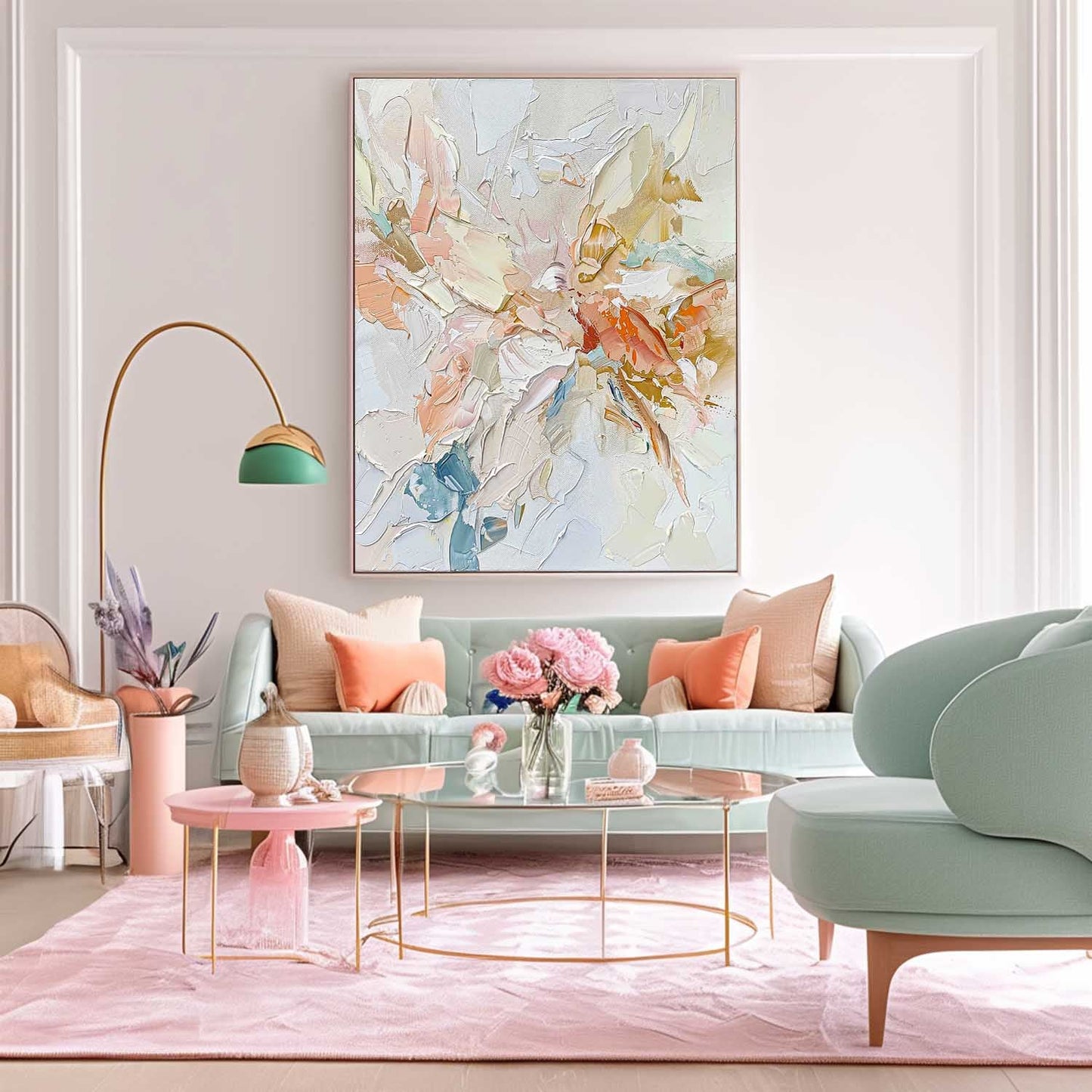Serene Abstract Floral Oil Painting for Modern Home Decor