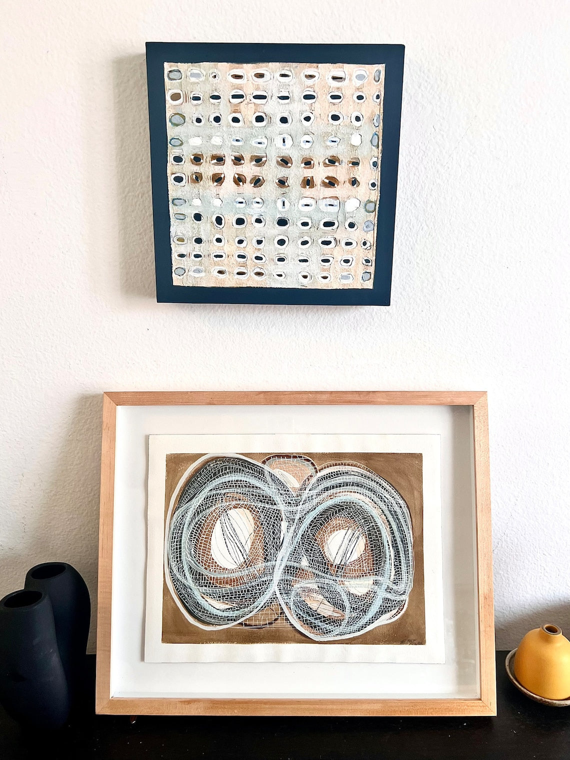 Abstract Geometric Oil Painting with Dynamic Circular Patterns