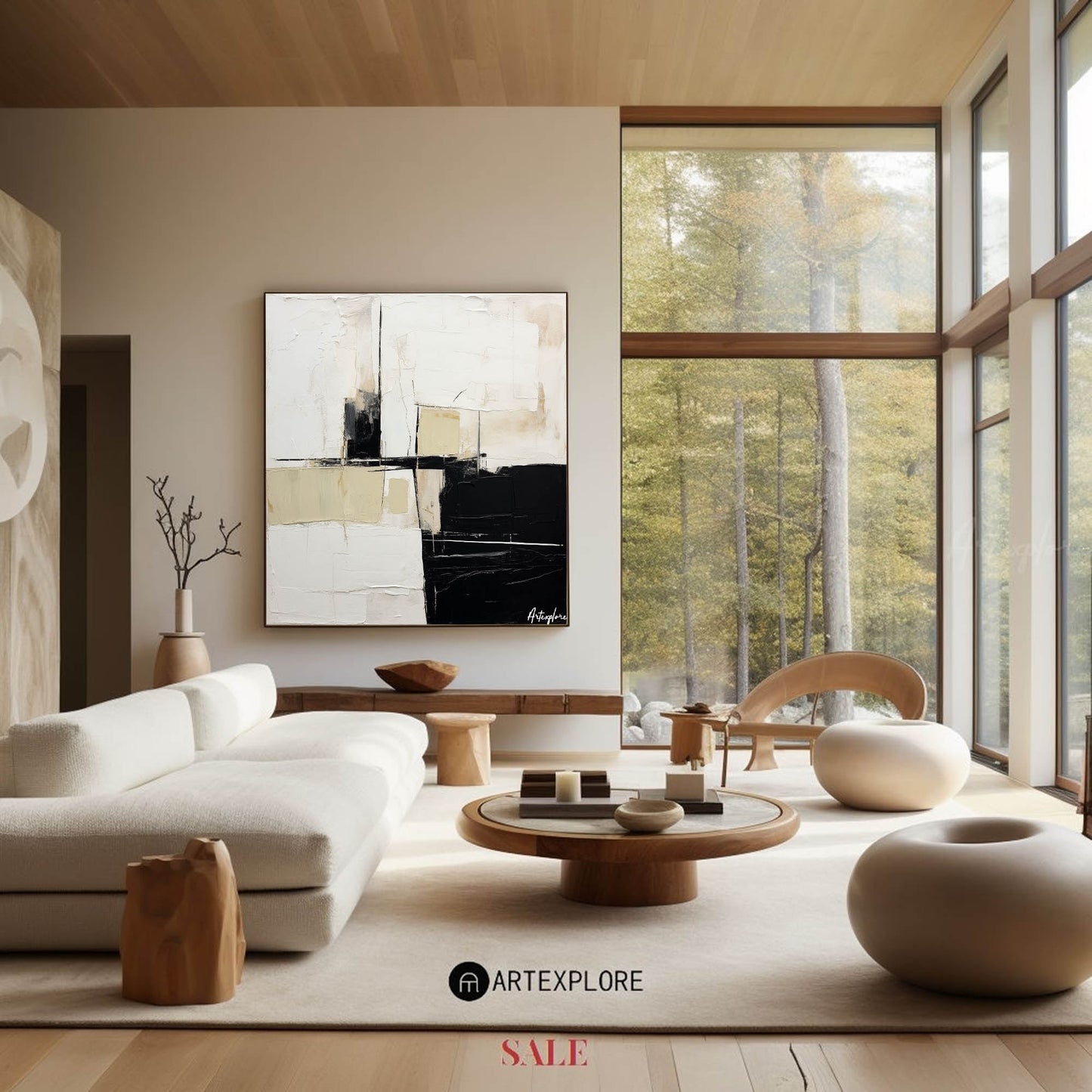 Contemporary Black and White Abstract Oil Painting for Modern Art Lovers