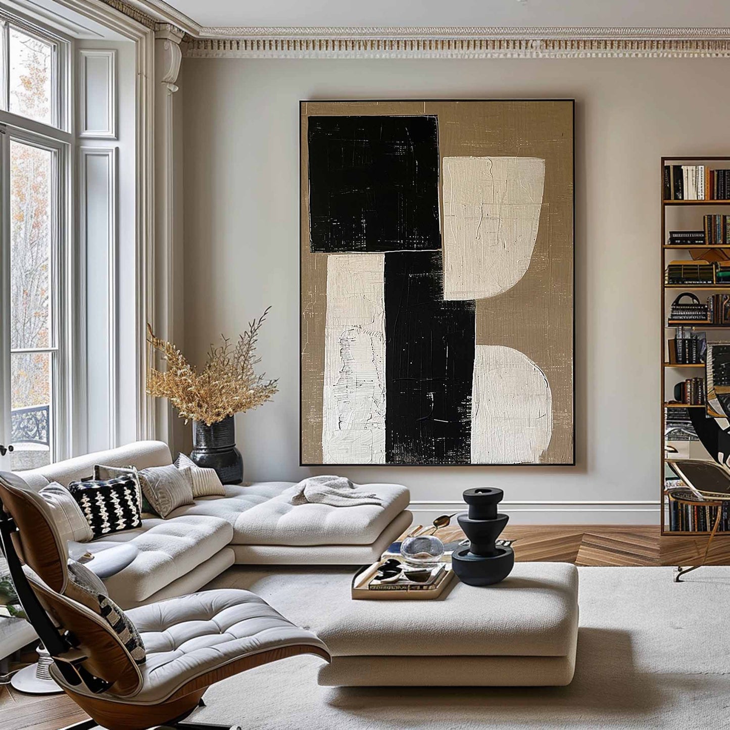 Contemporary Minimalist Abstract Oil Painting for Modern Home Decor