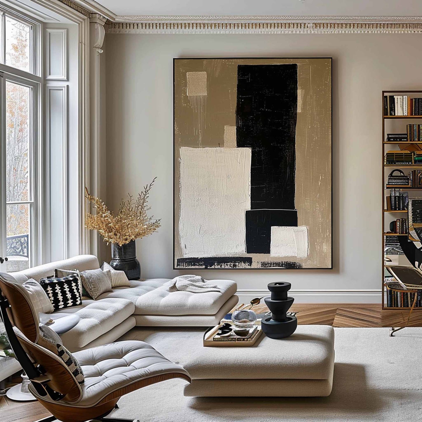 Striking Minimalist Abstract Oil Painting for Modern Home Decor