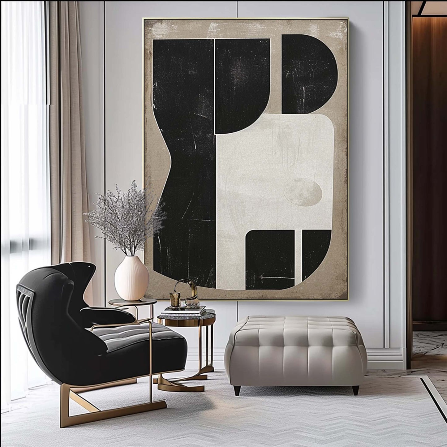 Contemporary Minimalist Abstract Oil Painting for Modern Home Decor
