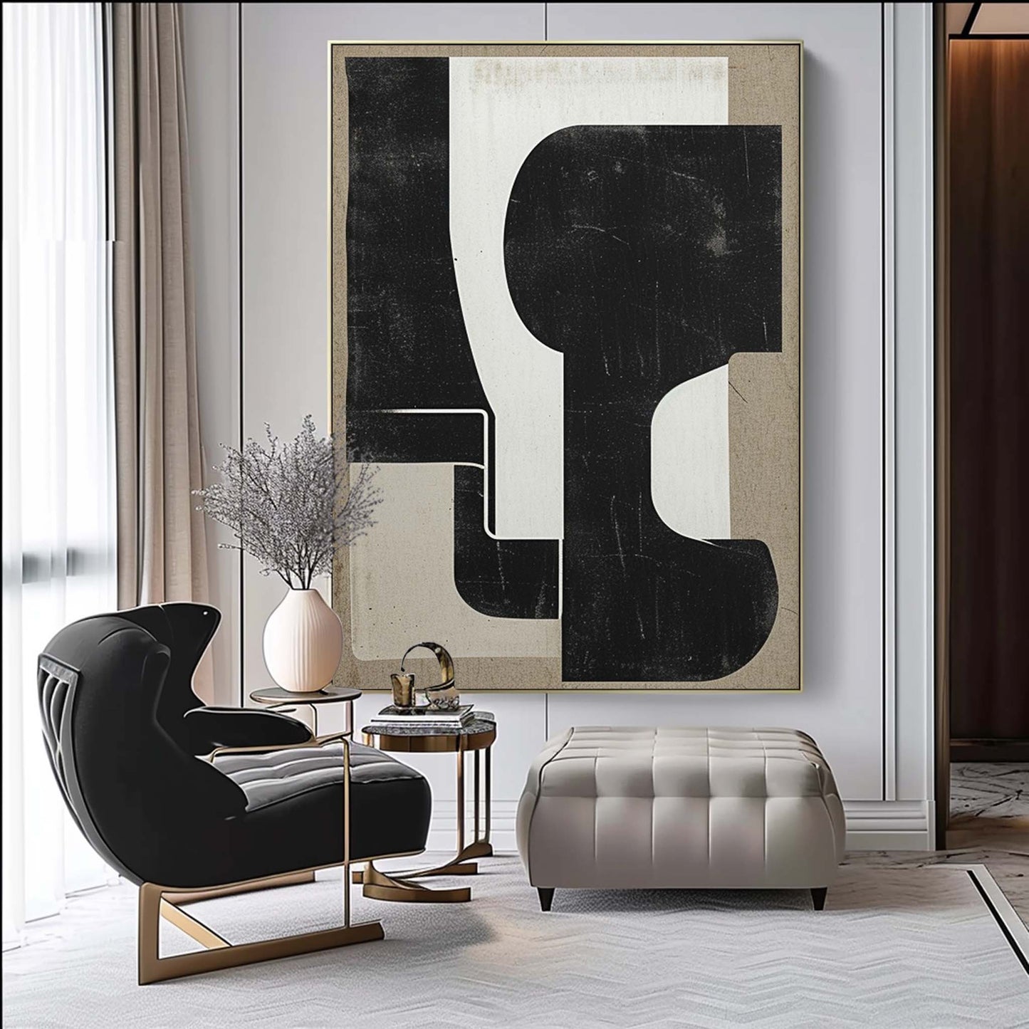 Contemporary Minimalist Abstract Oil Painting for Modern Home Decor