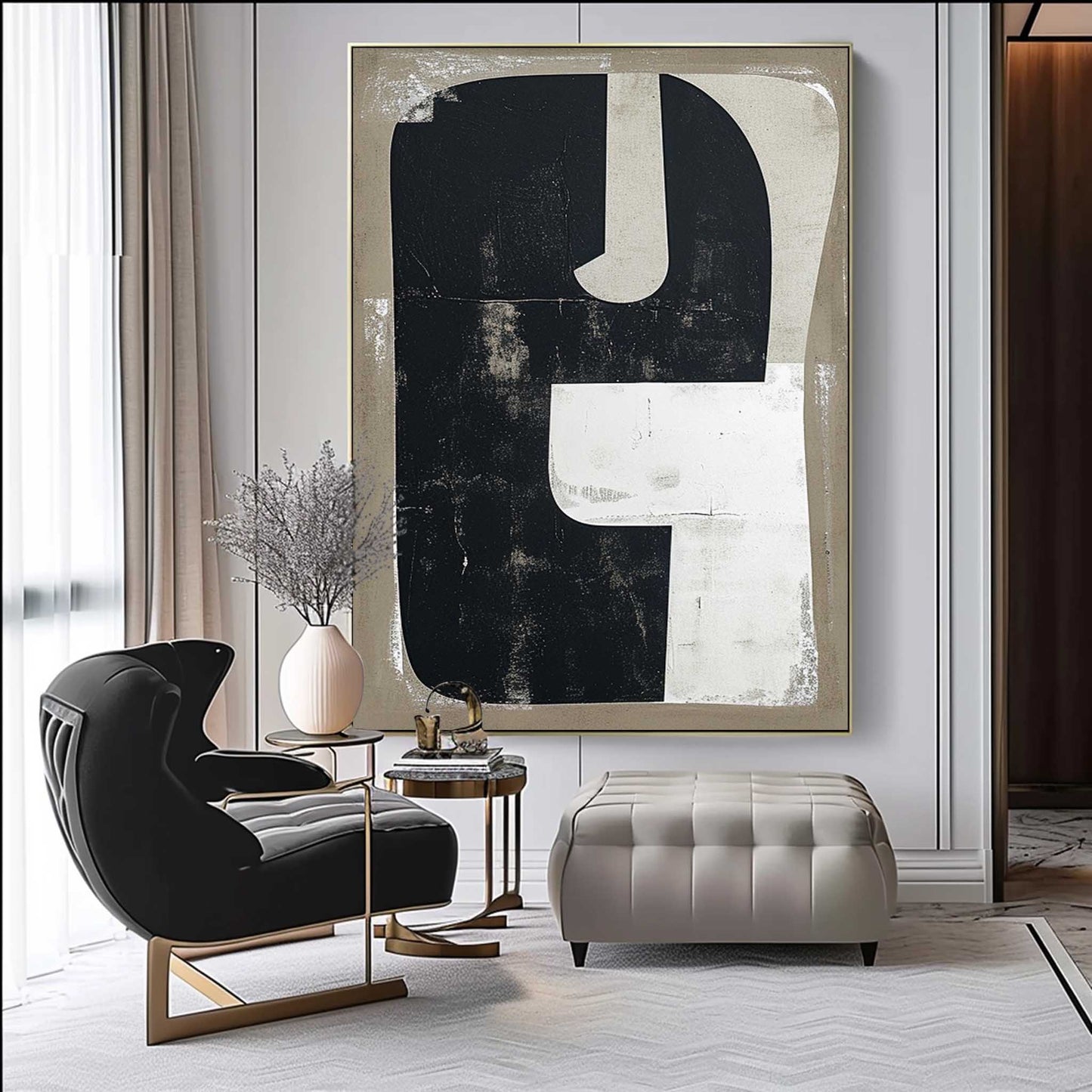 Modern Minimalist Abstract Oil Painting for Elegant Home Decor