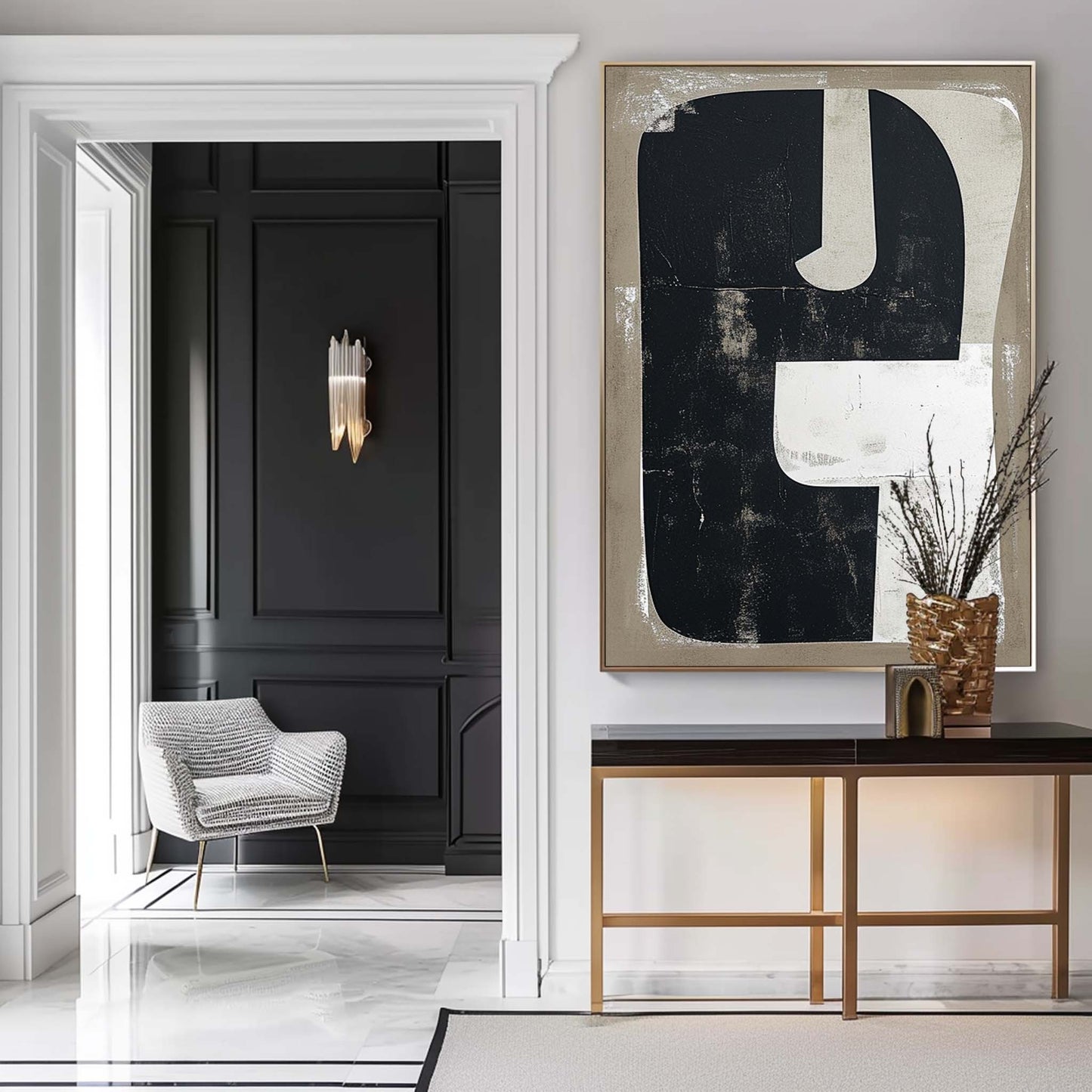Modern Minimalist Abstract Oil Painting for Elegant Home Decor