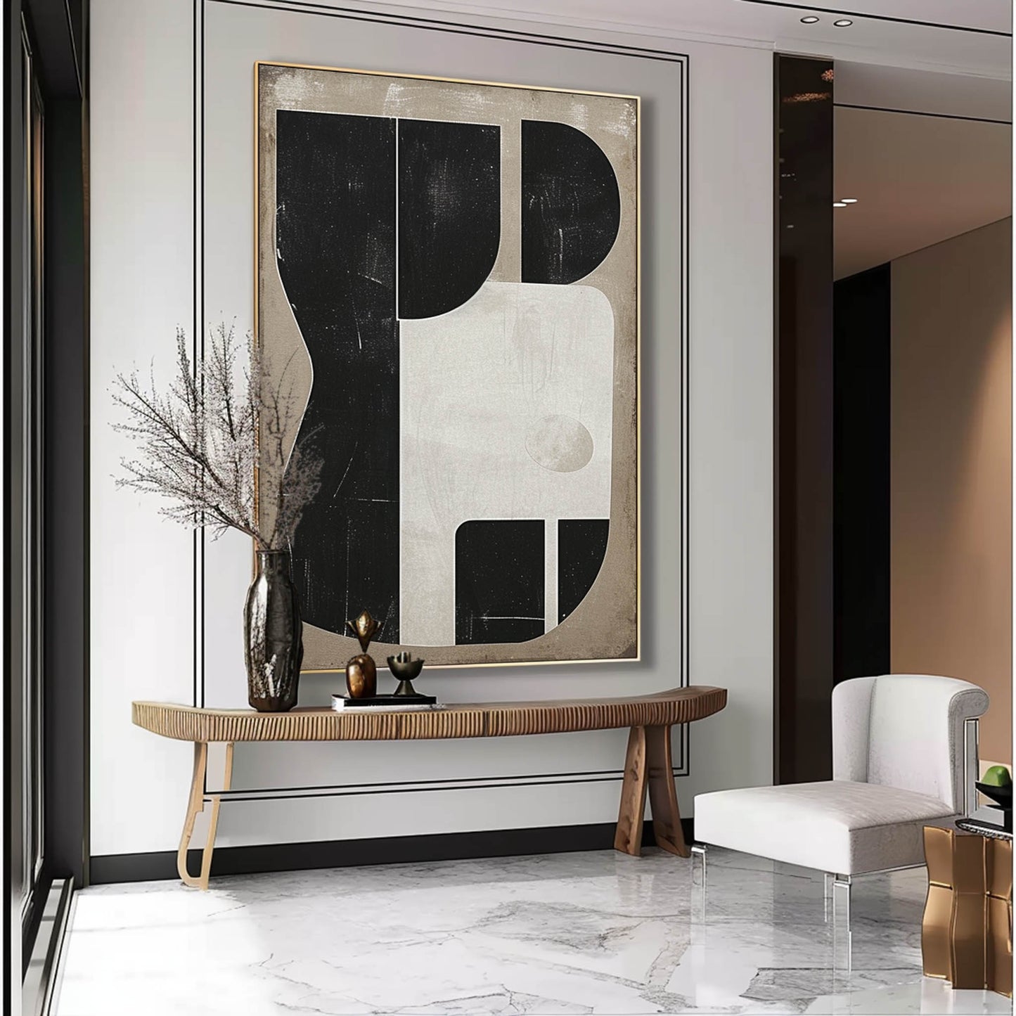Contemporary Minimalist Abstract Oil Painting for Modern Home Decor