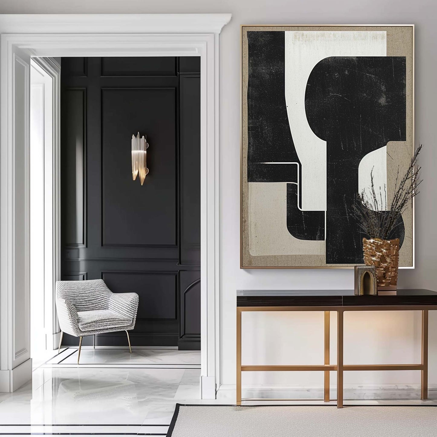 Contemporary Minimalist Abstract Oil Painting for Modern Home Decor