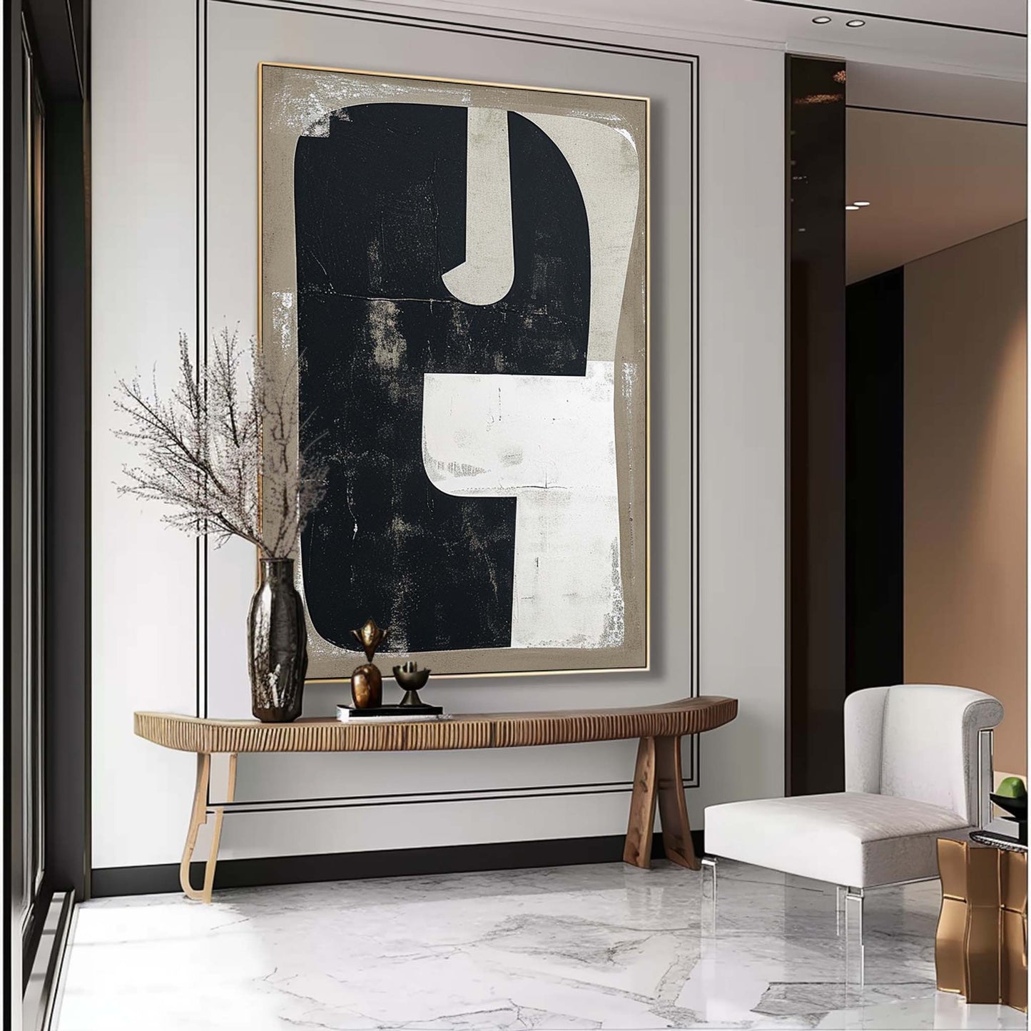Modern Minimalist Abstract Oil Painting for Elegant Home Decor