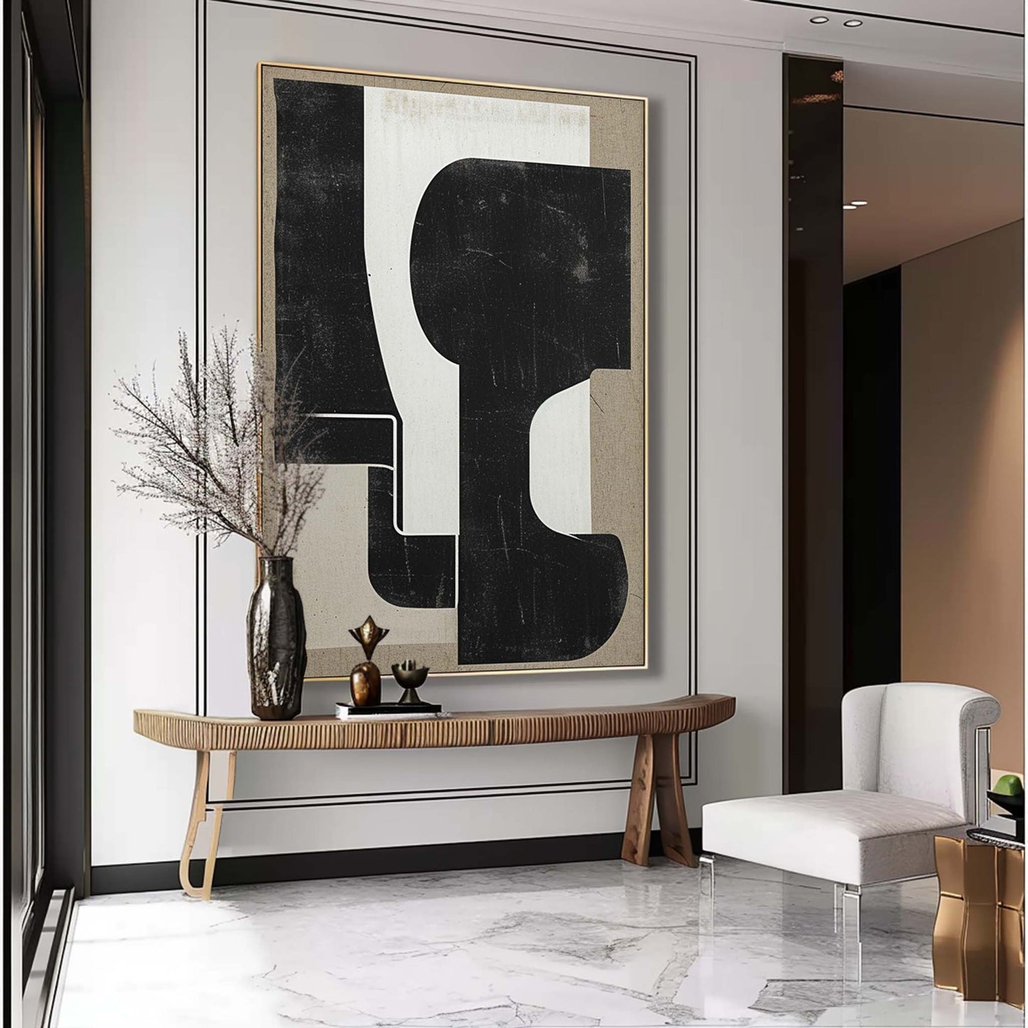 Contemporary Minimalist Abstract Oil Painting for Modern Home Decor