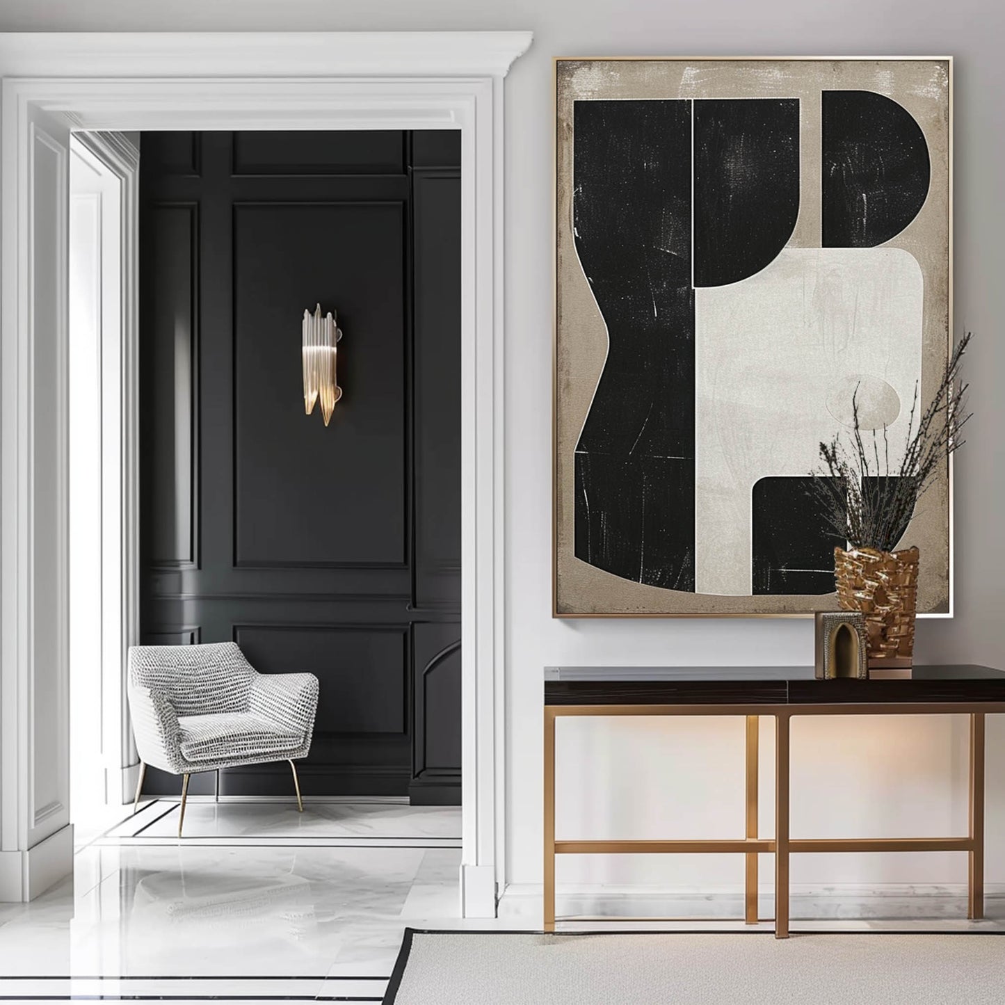 Contemporary Minimalist Abstract Oil Painting for Modern Home Decor