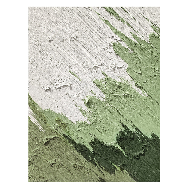 Green Abstract Paint Stroke Minimalist Accent Oil Painting 102GA