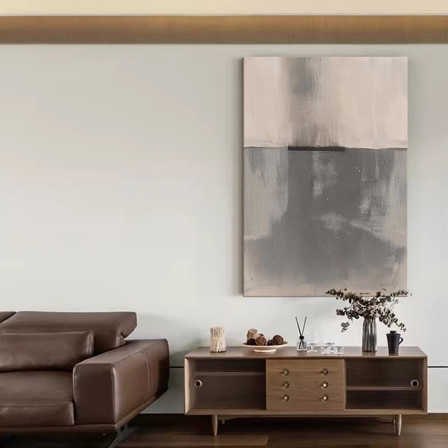 Serene Minimalist Abstract Oil Painting for Modern Home Decor