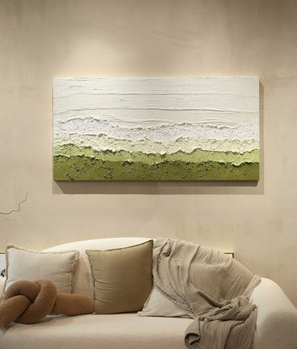 Lush Minimalist Landscape Oil Painting for Serene Home Decor