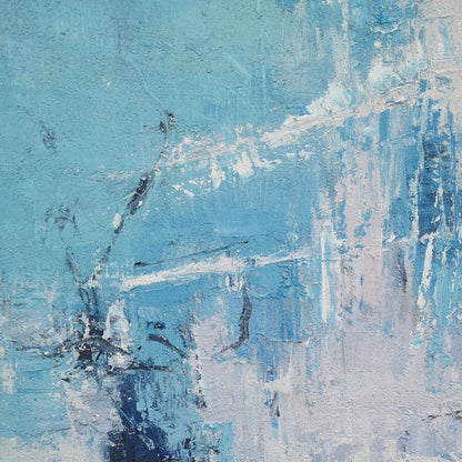 Stunning Blue and White Abstract Oil Painting for Modern Decor