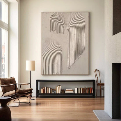 Beige and Brown Modern Abstract Oil Painting for Elegant Home Decor