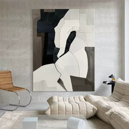 Contemporary Minimalist Geometric Oil Painting for Modern Home Decor