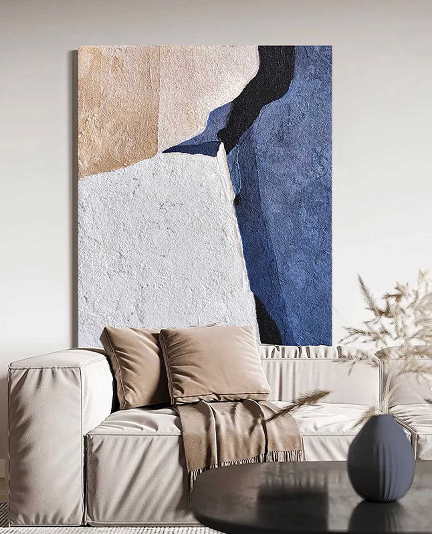 Contemporary Minimalist Abstract Oil Painting in Neutral Tones