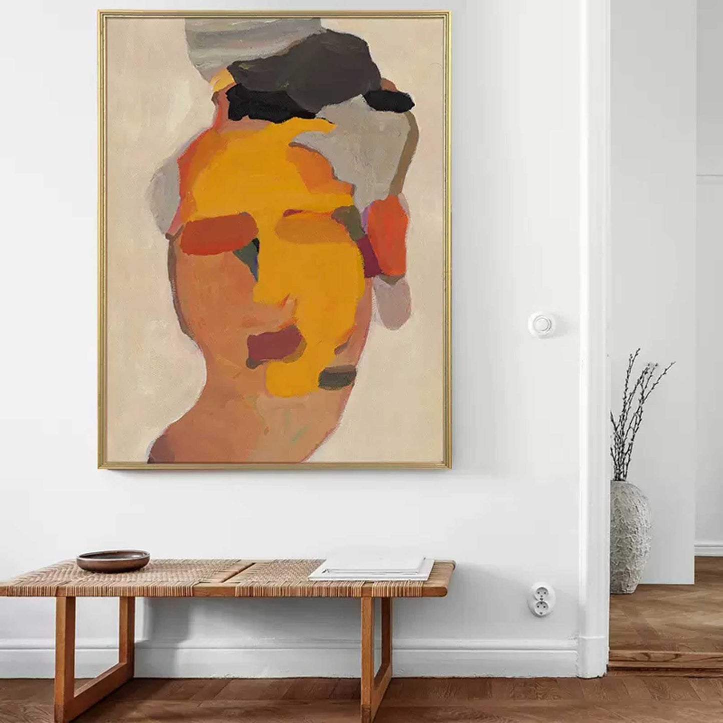 Abstract Minimalist Oil Painting of Human Faces for Modern Decor