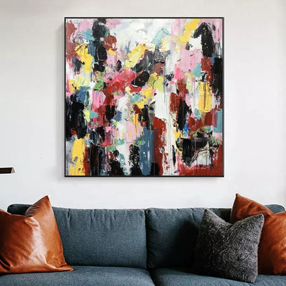 Vibrant Abstract Oil Painting Capturing Love and Energy in Colorful Swirls