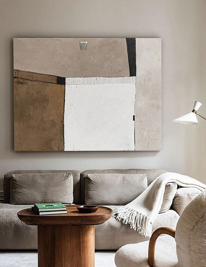 Contemporary Minimalist Geometric Oil Painting for Modern Home Decor