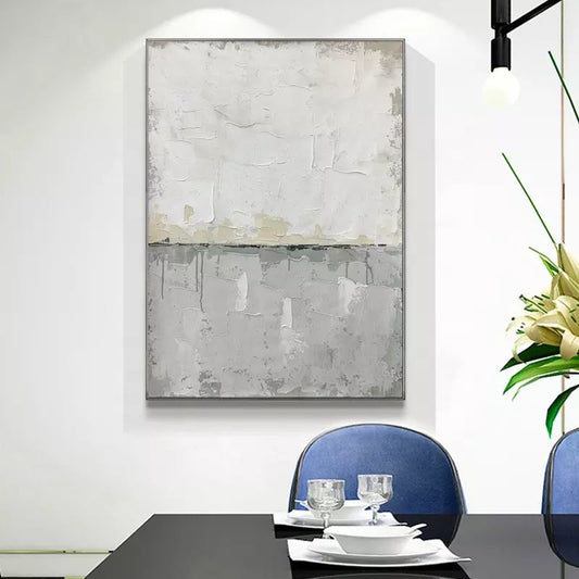 Contemporary Grey Abstract Oil Painting for Modern Home Decor