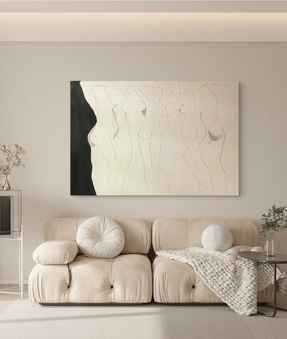 Elegant Minimalist Figures in Abstract Oil Painting