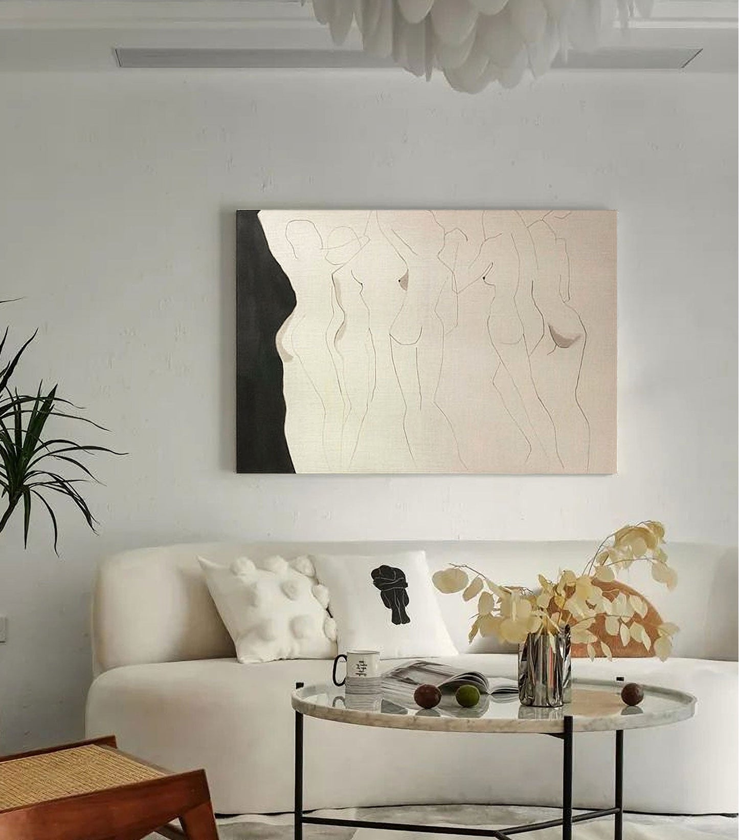 Elegant Minimalist Figures in Abstract Oil Painting