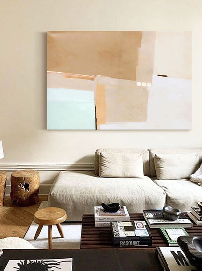 Sophisticated Abstract Minimalist Geometric Oil Painting for Modern Decor