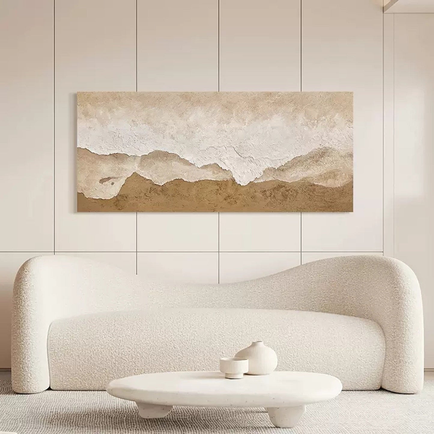 Serene Minimalist Landscape Oil Painting for Modern Home Decor