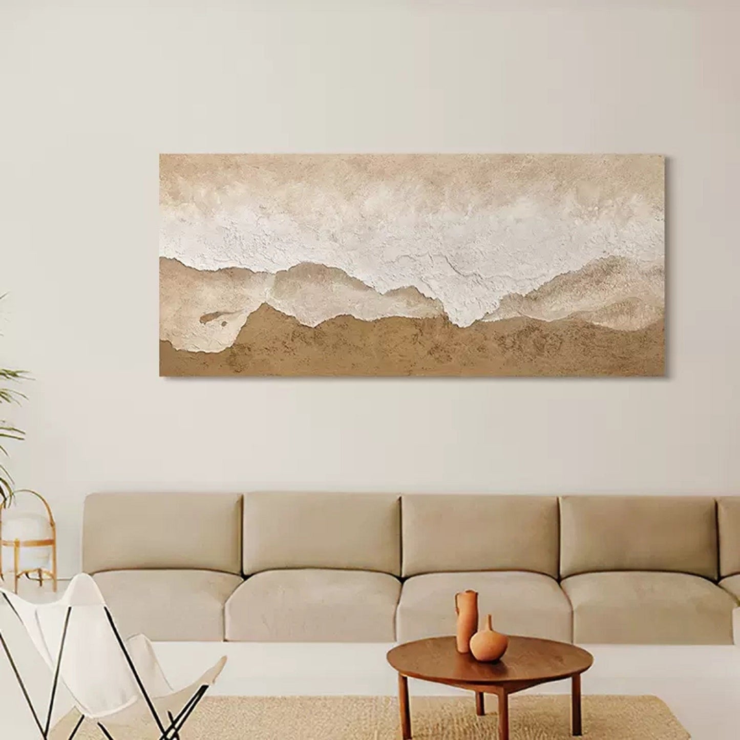 Serene Minimalist Landscape Oil Painting for Modern Home Decor