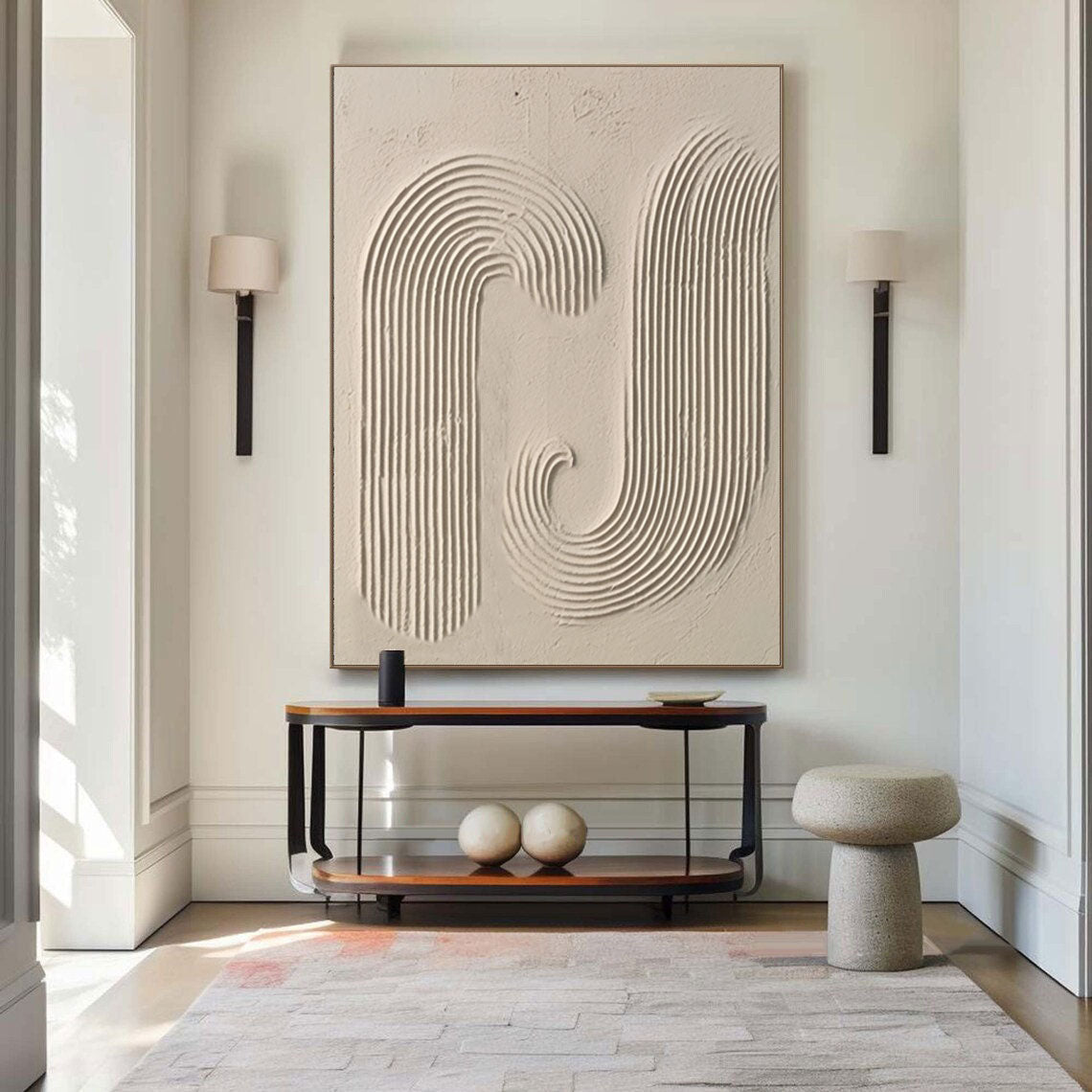 Elegant Beige Minimalist Abstract Artwork for Modern Home Decor