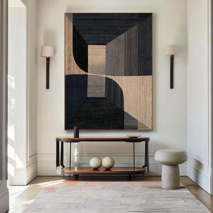 Stylish Geometric Abstract Oil Painting for Modern Home Decor