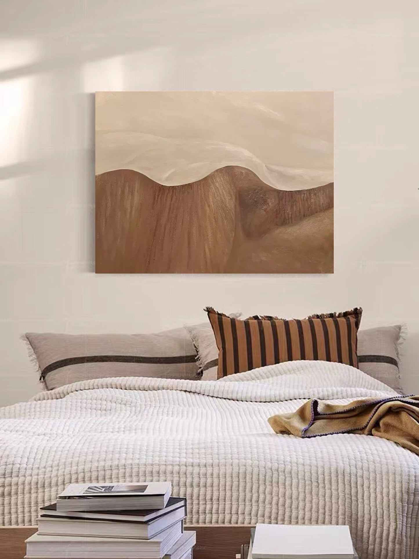 Serene Minimalist Landscape Oil Painting for Modern Home Decor